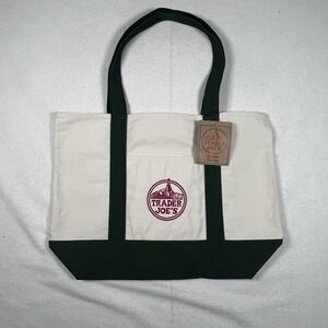 Trader Joe's "LARGE" Canvas Limited Release Tote Bag GREEN - NEW w/TAGS